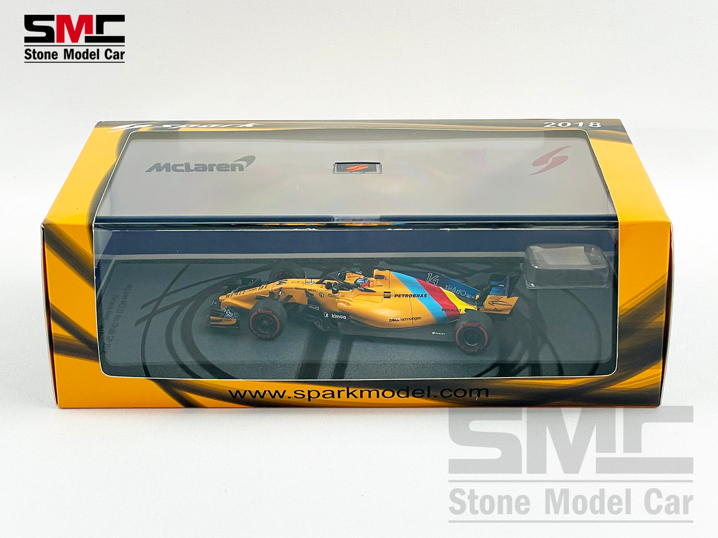 McLaren F1 MCL33 #14 Fernando Alonso Abu Dhabi GP 2018 1st Retirement 1:43 Spark