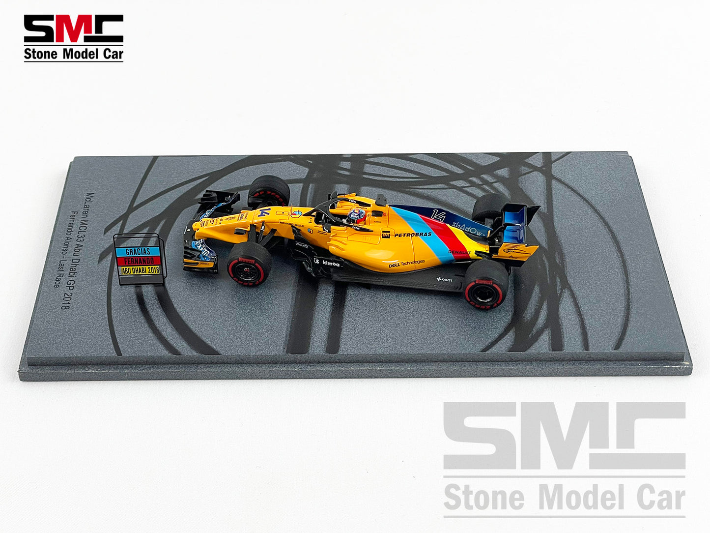 McLaren F1 MCL33 #14 Fernando Alonso Abu Dhabi GP 2018 1st Retirement 1:43 Spark