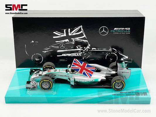 2014 2x World Champion Mercedes F1 W05 #44 Lewis Hamilton Abu Dhabi GP 1:18 MINICHAMPS Gift Box