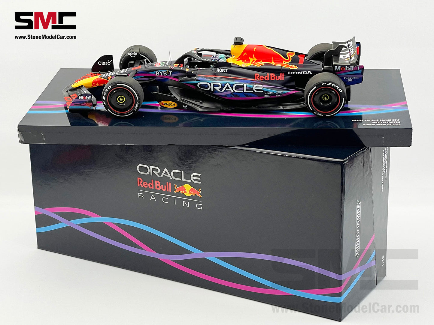 Red Bull F1 RB19 #1 Max Verstappen Winner US Miami GP 2023 World Champion 1:18 MINICHAMPS Gift