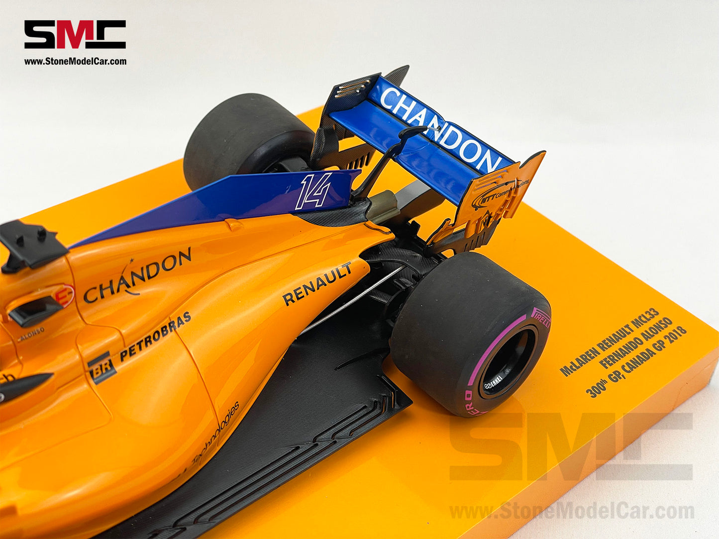 McLaren F1 MCL33 #14 Fernando Alonso Canada 2018 300th GP 1:18 MINICHAMPS Gift Box