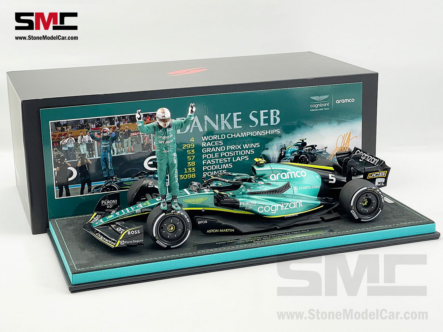 Aston Martin F1 AMR22 #5 Sebastian Vettel Abu Dhabi GP 2022 Last Race Spark 1:18 Special Figure Edition