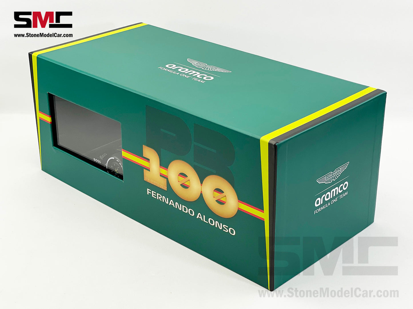 Aston Martin F1 AMR23 #14 Fernando Alonso Saudi Arabian GP 100th Career Podium 2023 1:18 Spark Figure Edition