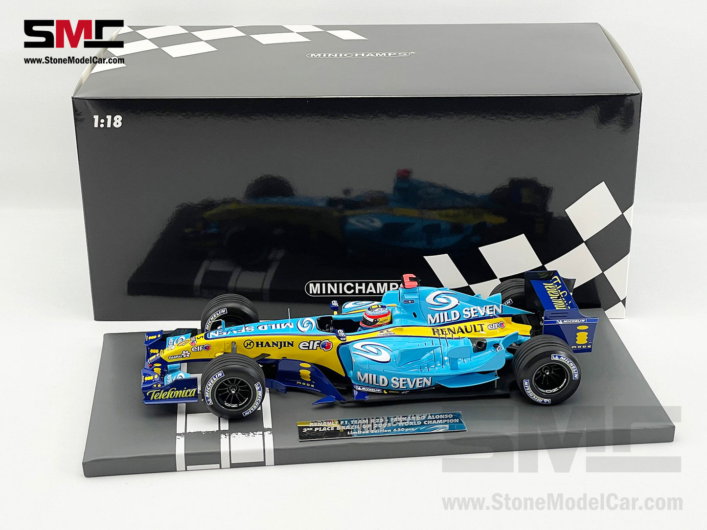 Renault F1 R25 #5 Fernando Alonso Brazil GP 2005 World Champion 1:18 MINICHAMPS Resin Edition