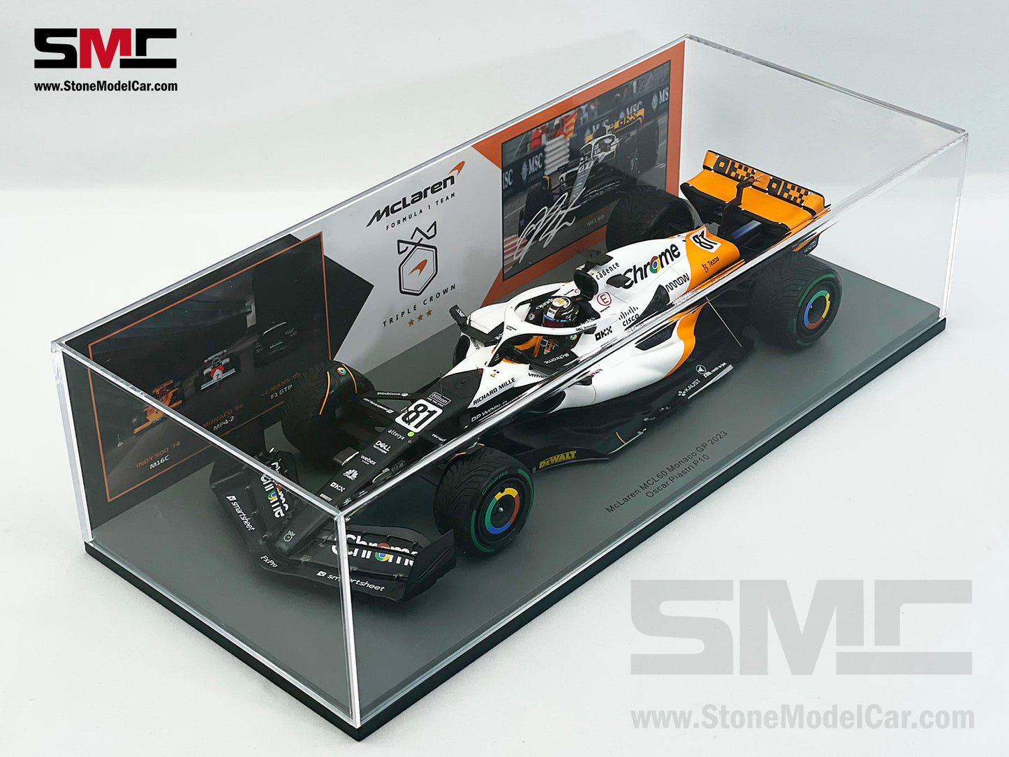 McLaren F1 MCL60 #81 Oscar Piastri 10th Monaco GP 2023 Special Livery Spark 1:18 18S899