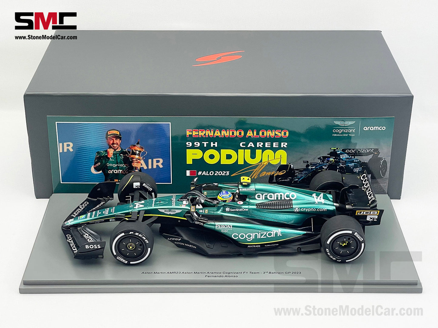 Aston Martin F1 AMR23 #14 Fernando Alonso 3rd Bahrain GP 2023 Spark 1:18 18S890
