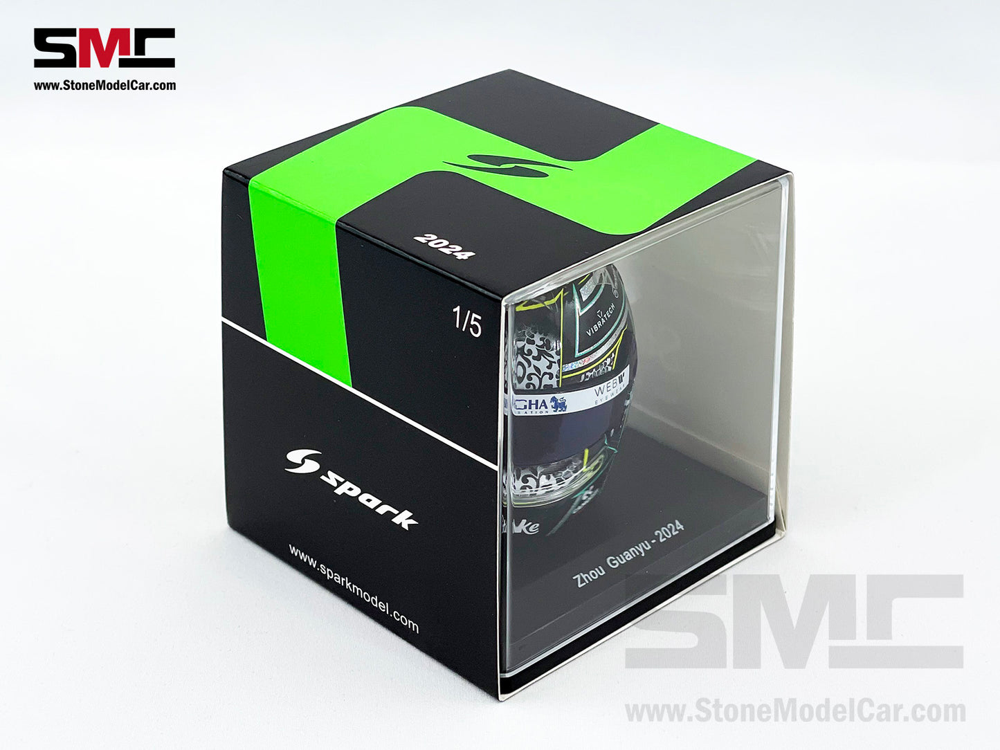 Stake KICK Sauber F1 C44 #24 Zhou Guanyu Year 2024 Spark 1:5 Miniature Helmet
