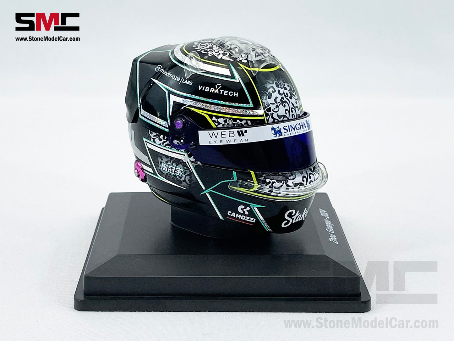 Stake KICK Sauber F1 C44 #24 Zhou Guanyu Year 2024 Spark 1:5 Miniature Helmet