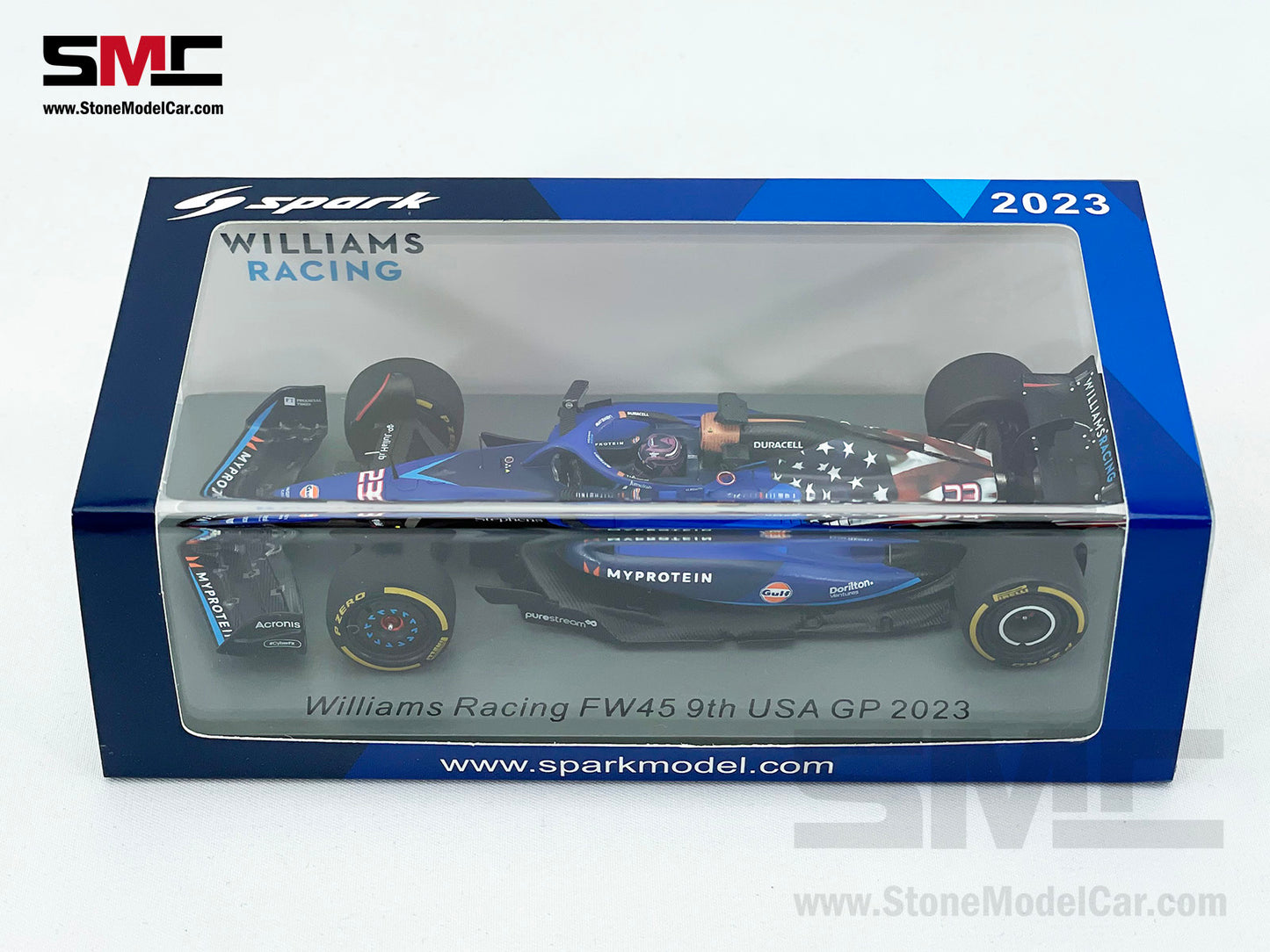 Williams F1 FW45 #23 Alexander Albon 9th US Austin GP 2023 Special Livery 1:43 Spark S8917