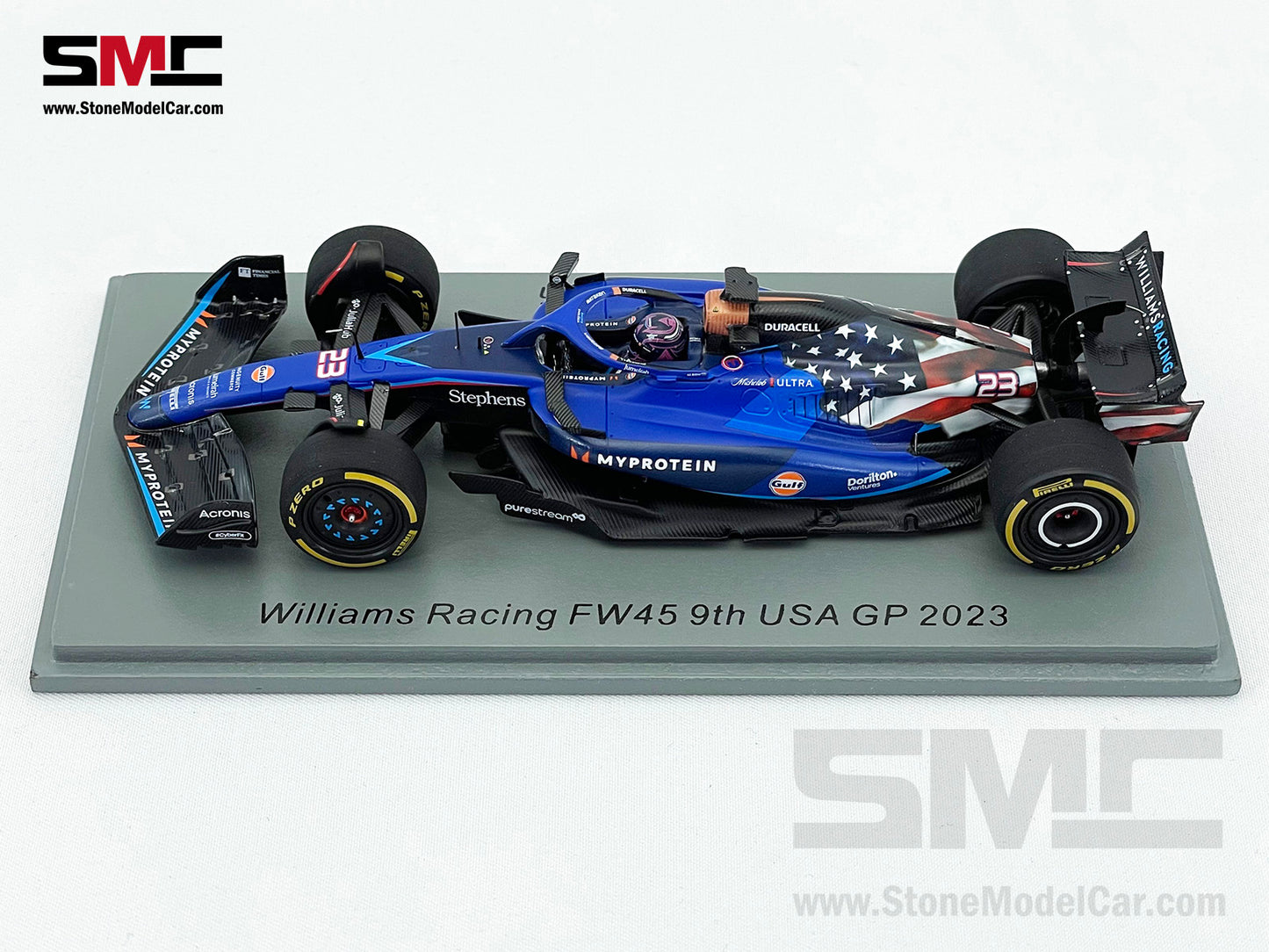 Williams F1 FW45 #23 Alexander Albon 9th US Austin GP 2023 Special Livery 1:43 Spark S8917