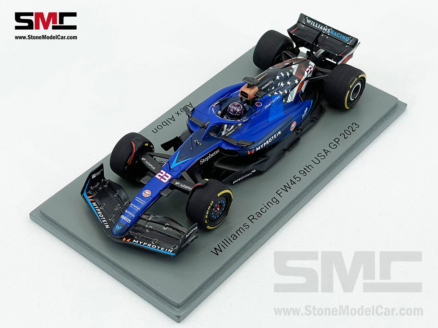 Williams F1 FW45 #23 Alexander Albon 9th US Austin GP 2023 Special Livery 1:43 Spark S8917