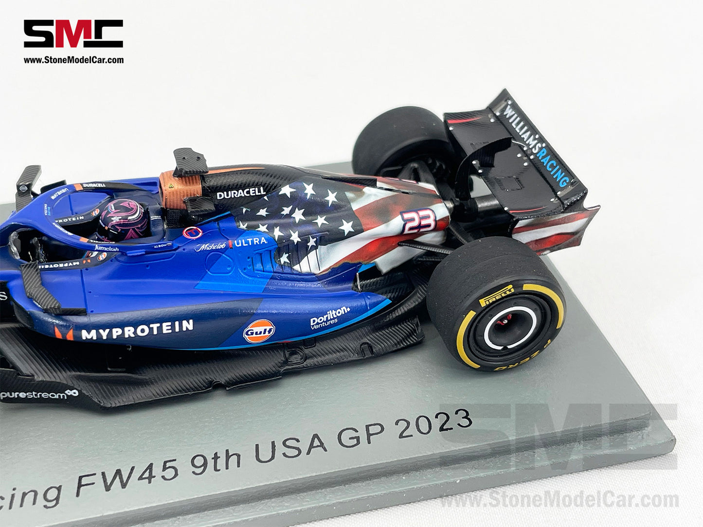 Williams F1 FW45 #23 Alexander Albon 9th US Austin GP 2023 Special Livery 1:43 Spark S8917