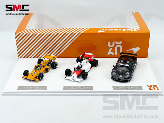 McLaren Triple Crown 1:43 Spark - M16C Indy 500 1974, MP4-2 Monaco GP 1984, F1 GTR 24H Le Mans 1995