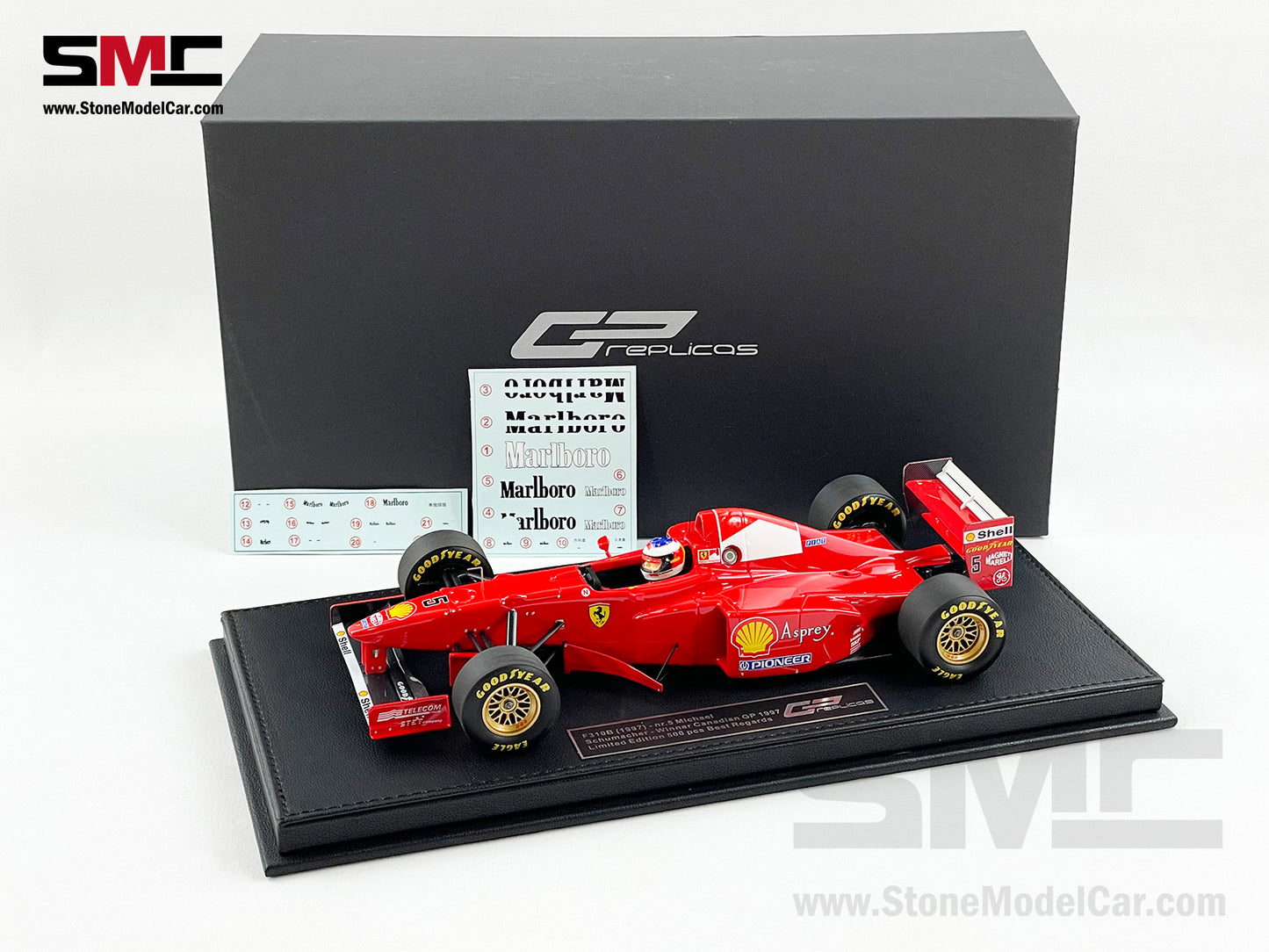 Ferrari F1 F310B Michael Schumacher Canada Winner 1997 1:18 with Driver GP REPLICAS + Decal