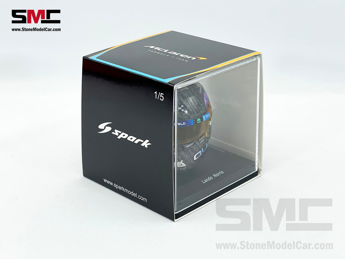 McLaren F1 MCL60 #4 Lando Norris Singapore GP 2023 Spark 1:5 Miniature Helmet 5HSP108