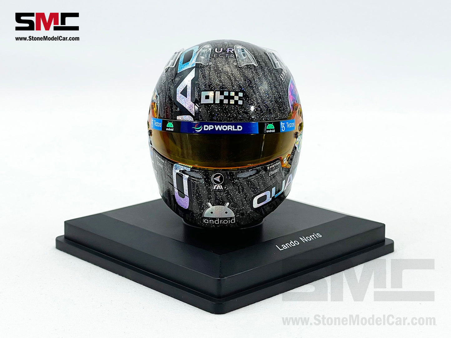 McLaren F1 MCL60 #4 Lando Norris Singapore GP 2023 Spark 1:5 Miniature Helmet 5HSP108