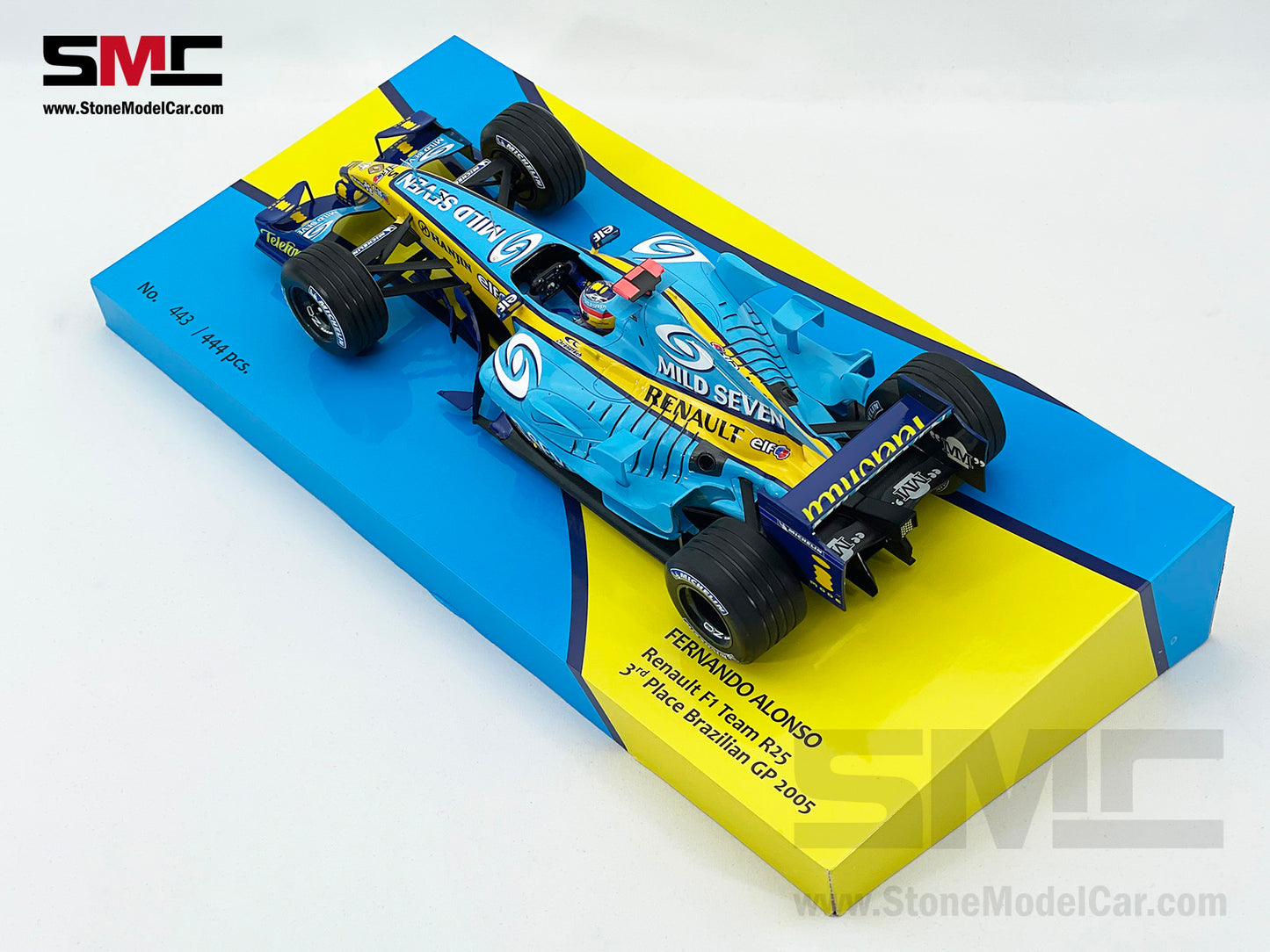 Renault F1 R25 #5 Fernando Alonso Brazil GP 2005 World Champion 1:18 MINICHAMPS Resin Edition Gift Box