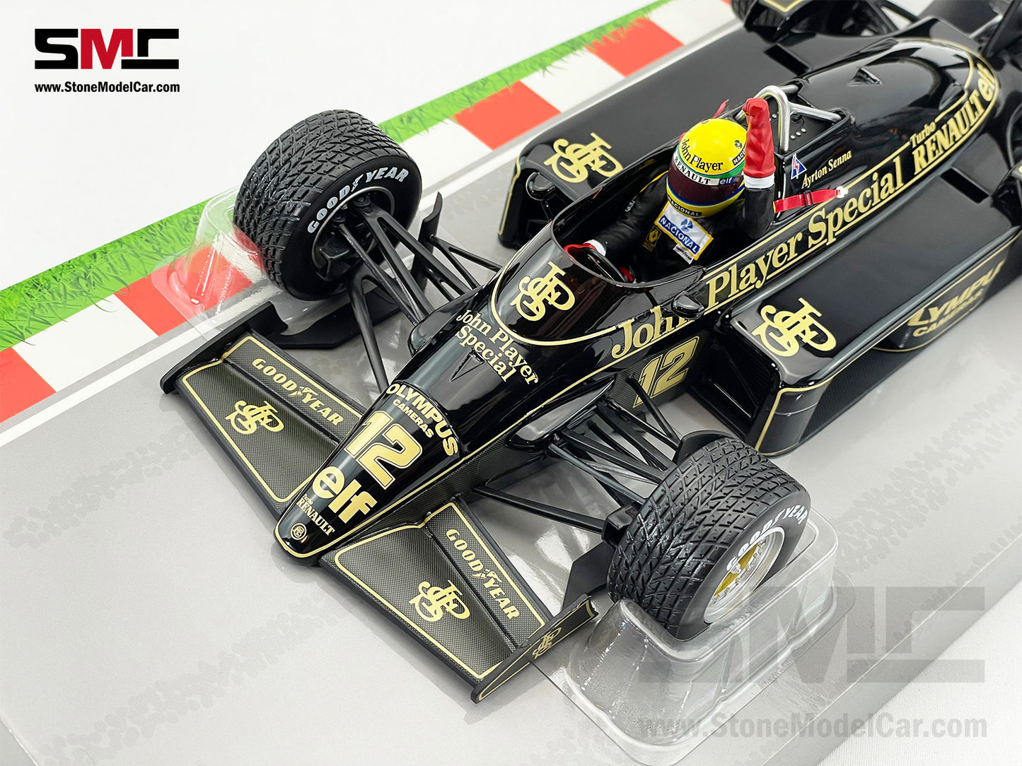 Lotus F1 97T #12 Ayrton Senna Portugal GP 1985 1st Career Win 1:18 MINICHAMPS with JPS Decal