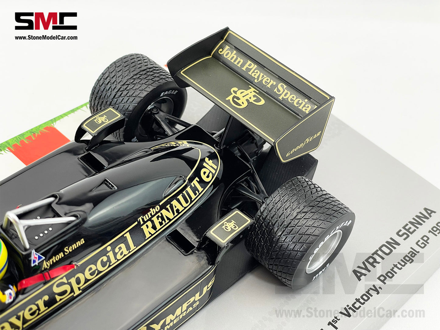 Lotus F1 97T #12 Ayrton Senna Portugal GP 1985 1st Career Win 1:18 MINICHAMPS with JPS Decal
