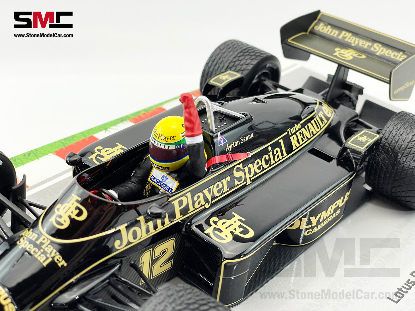 Lotus F1 97T #12 Ayrton Senna Portugal GP 1985 1st Career Win 1:18 MINICHAMPS with JPS Decal