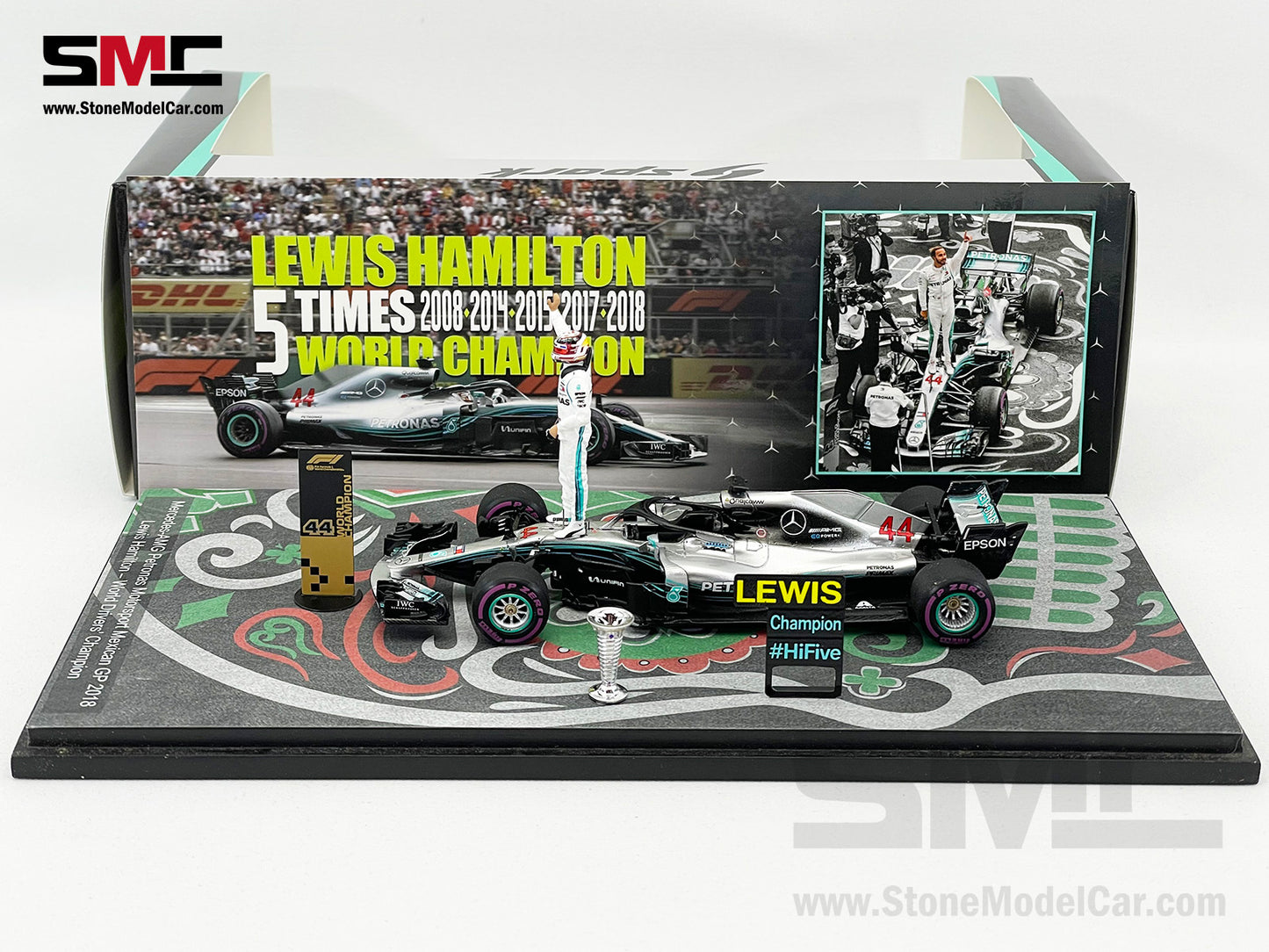 2018 5x World Champion Mercedes F1 W09 #44 Lewis Hamilton Mexico GP 1:43 Spark Figure Edition