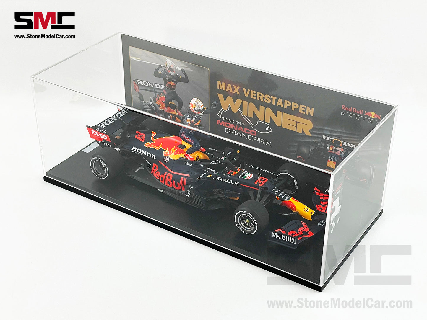 2021 F1 World Champion #33 Max Verstappen Red Bull RB16B Monaco GP 1:18 Spark with Figure