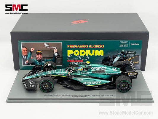Aston Martin F1 AMR23 #14 Fernando Alonso 2nd Monaco GP 2023 Spark 1:18 18S900