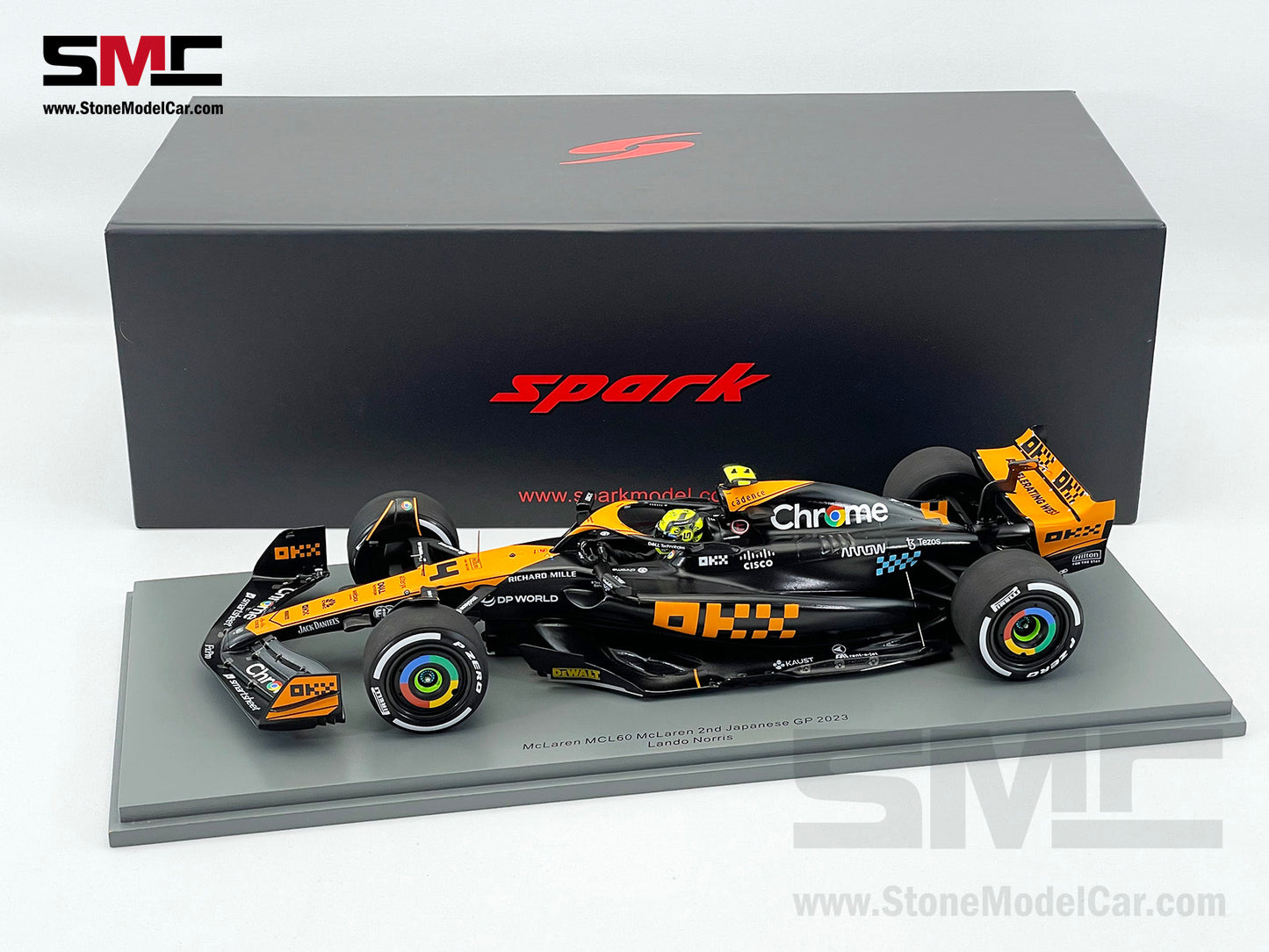 McLaren F1 MCL60 #4 Lando Norris 2nd Japanese GP 2023 Special Livery Spark 1:18 18S966