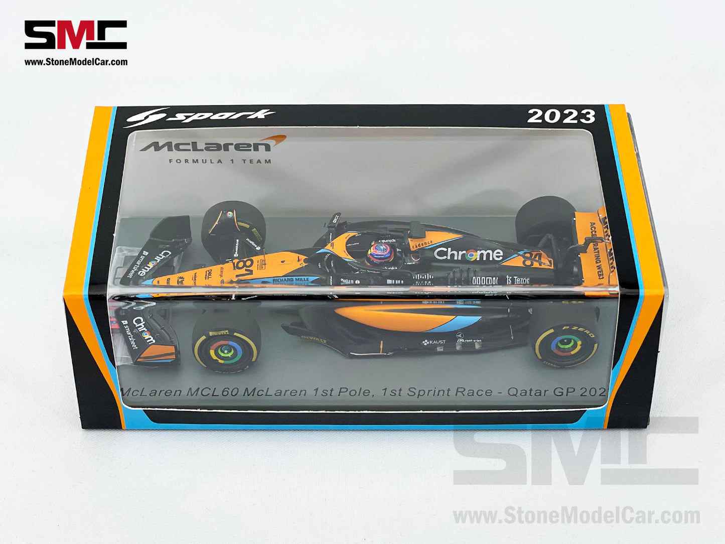 McLaren F1 MCL60 #81 Oscar Piastri 1st Pole & Spirit Race Winner Qatar GP 2023 Spark 1:43 S8927