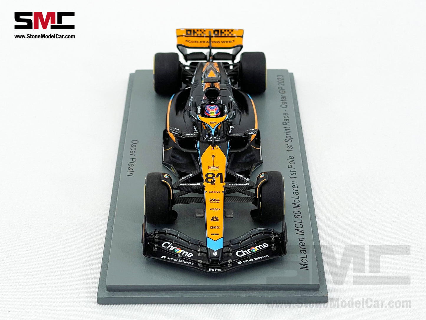 McLaren F1 MCL60 #81 Oscar Piastri 1st Pole & Spirit Race Winner Qatar GP 2023 Spark 1:43 S8927