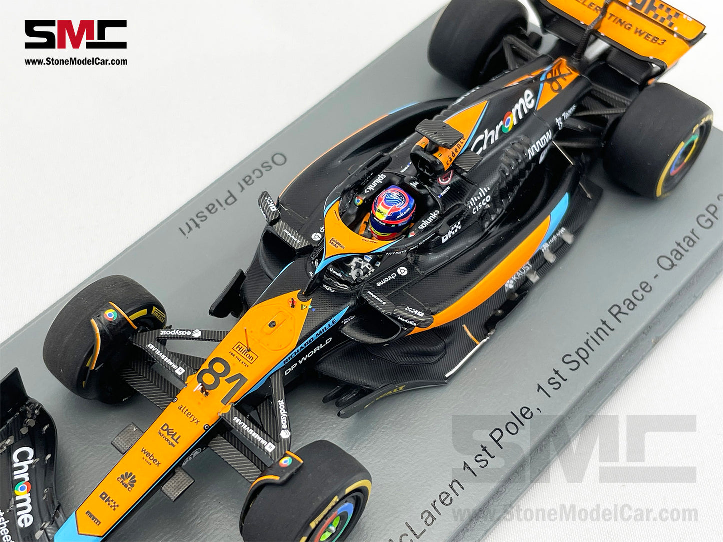 McLaren F1 MCL60 #81 Oscar Piastri 1st Pole & Spirit Race Winner Qatar GP 2023 Spark 1:43 S8927