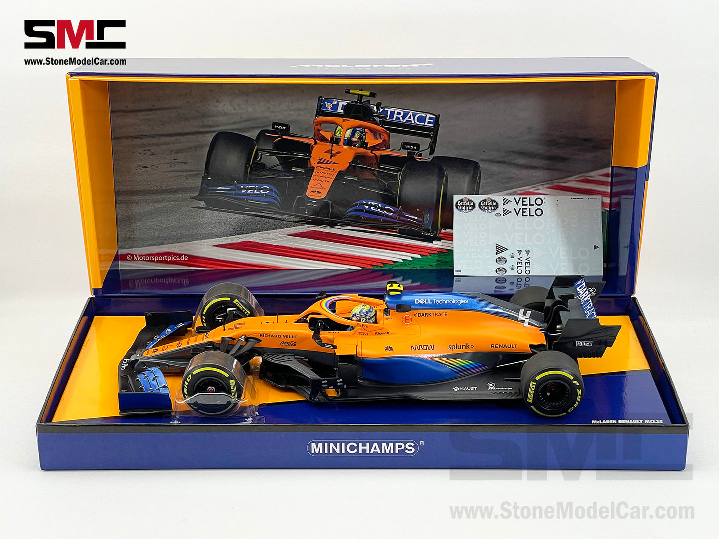 McLaren F1 MCL35 #4 Lando Norris Austrian 2020 1st Career Podium 1:18 MINICHAMPS Gift Box