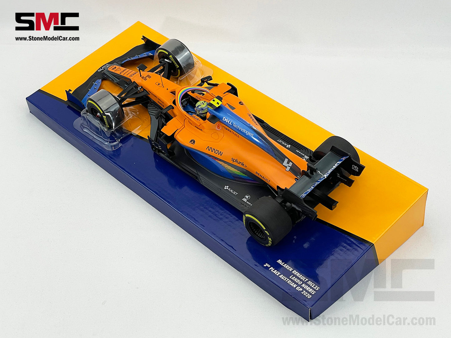 McLaren F1 MCL35 #4 Lando Norris Austrian 2020 1st Career Podium 1:18 MINICHAMPS Gift Box