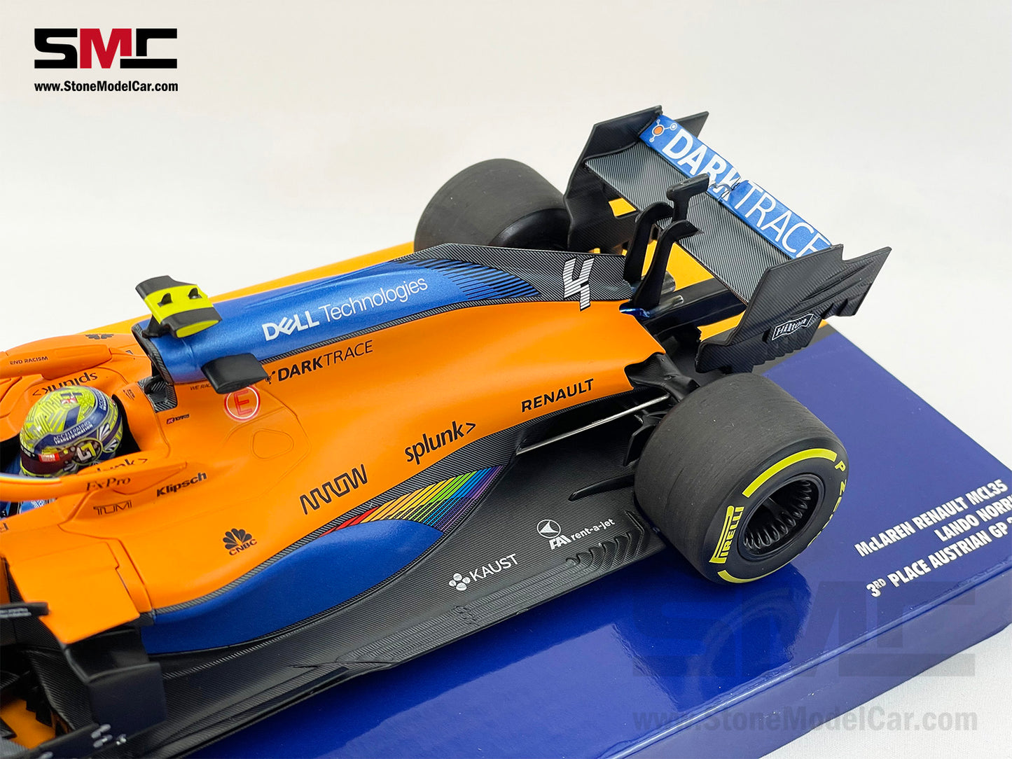 McLaren F1 MCL35 #4 Lando Norris Austrian 2020 1st Career Podium 1:18 MINICHAMPS Gift Box