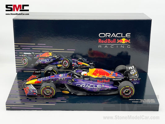 Red Bull F1 RB19 #1 Max Verstappen Winner US Las Vegas GP 2023 World Champion 1:18 MINICHAMPS Gift Box
