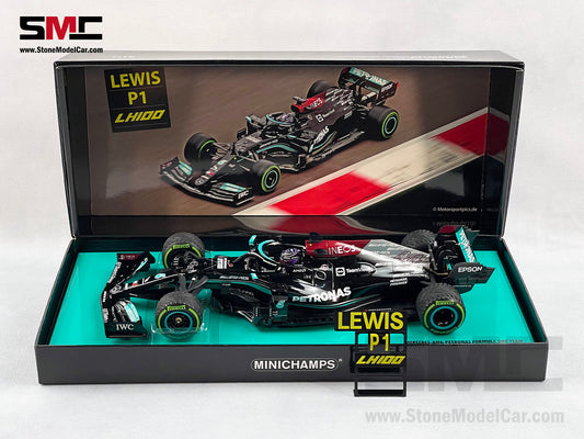 Mercedes AMG F1 W12 #44 Lewis Hamilton Russia 100th GP Win 1:18 Minichamps Gift Box
