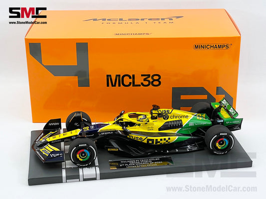 McLaren F1 MCL38 #81 Oscar Piastri 2nd Monaco GP 2024 Special Livery 1:18 MINICHAMPS