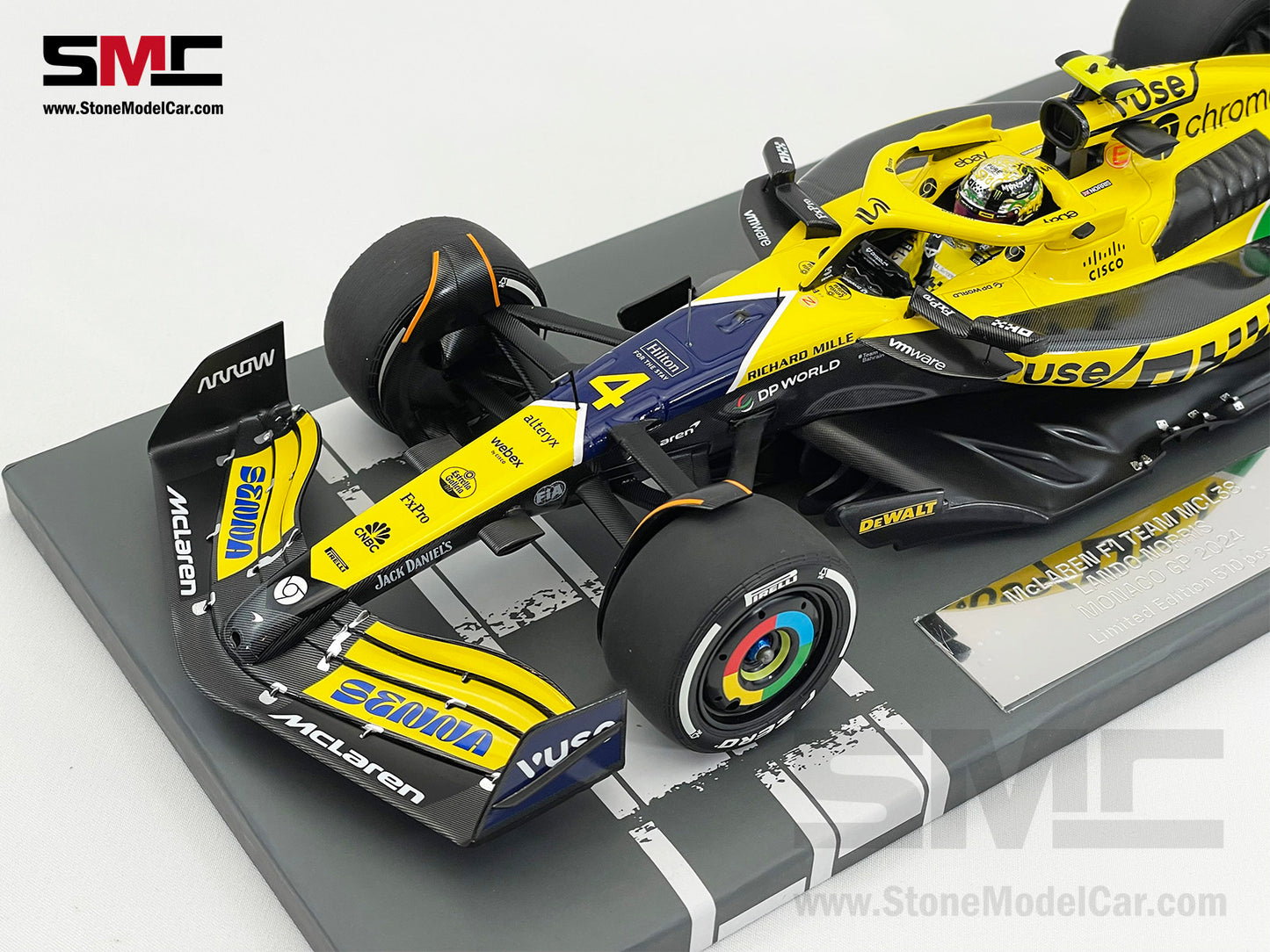McLaren F1 MCL38 #4 Lando Norris 4th Monaco GP 2024 Special Livery 1:18 MINICHAMPS