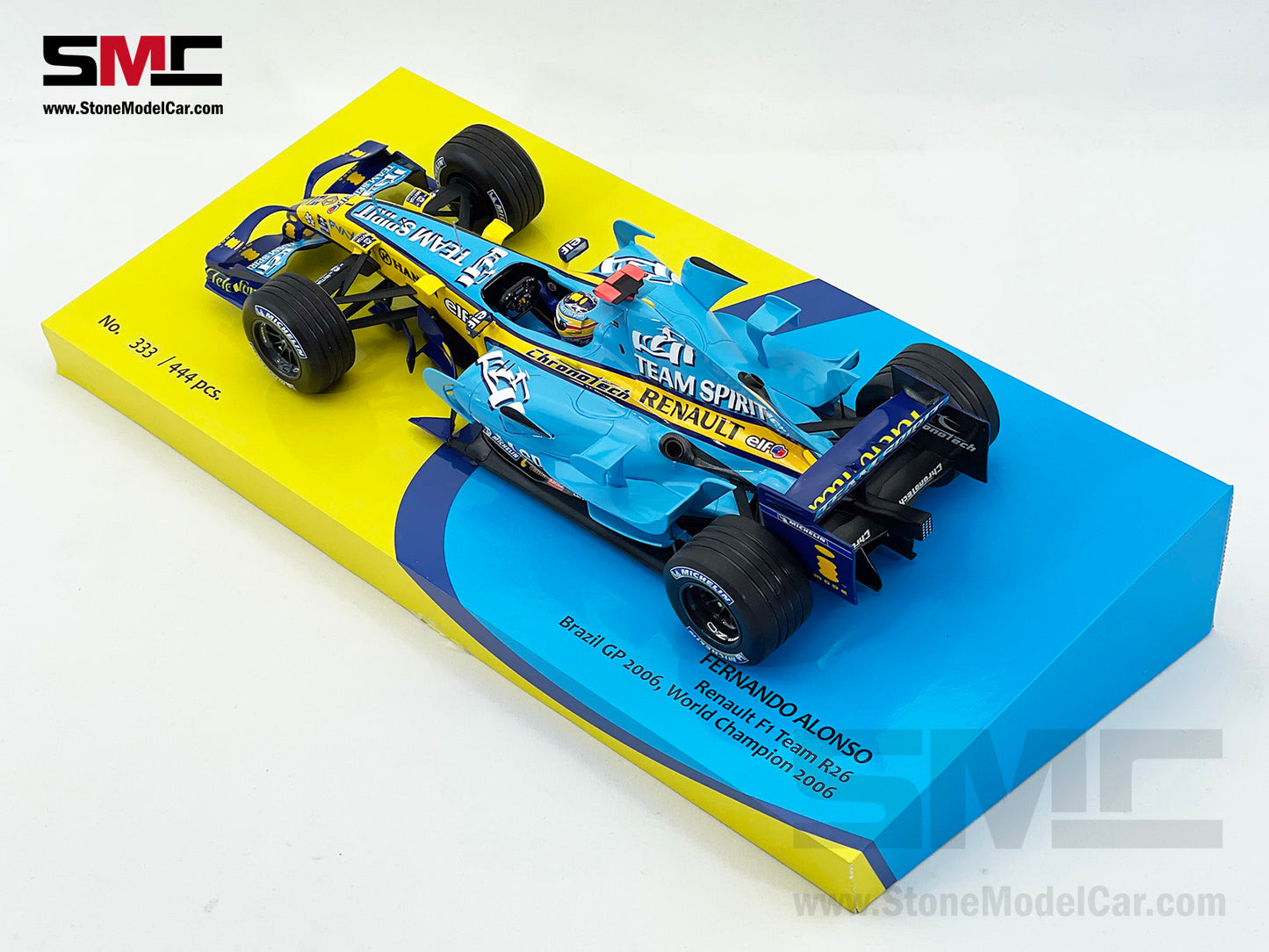 Renault F1 R26 #1 Fernando Alonso Brazil GP 2006 2x Times World Champion 1:18 MINICHAMPS Resin Edition Gift Box
