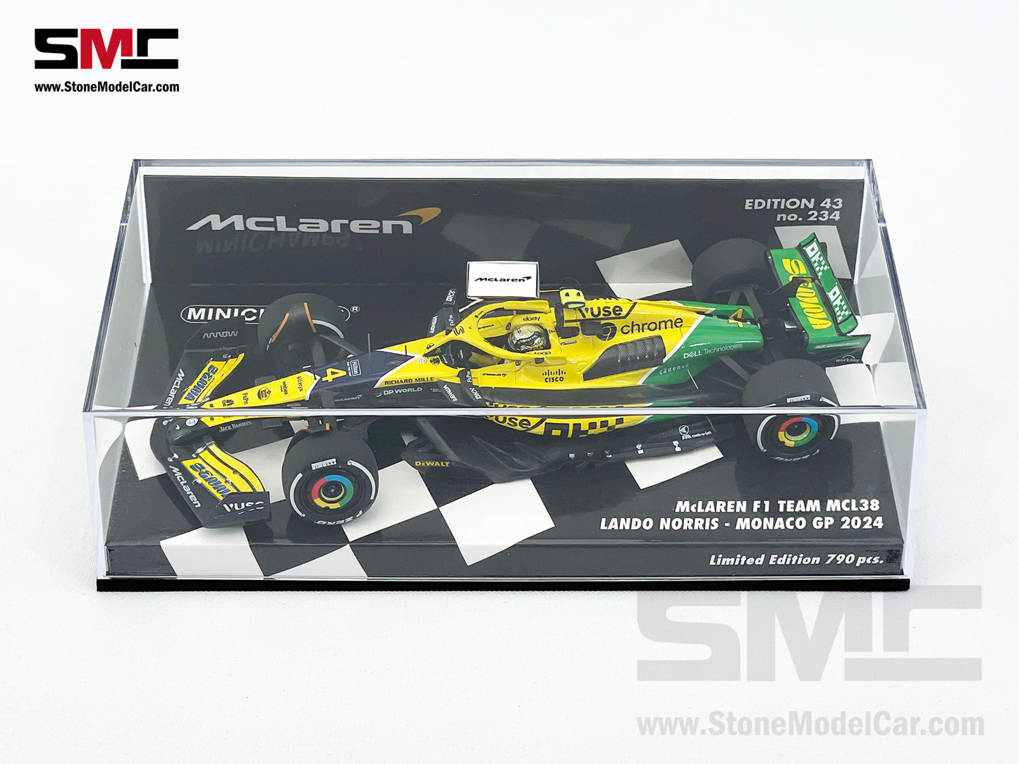 McLaren F1 MCL38 #4 Lando Norris 4th Monaco GP 2024 Special Livery 1:43 MINICHAMPS