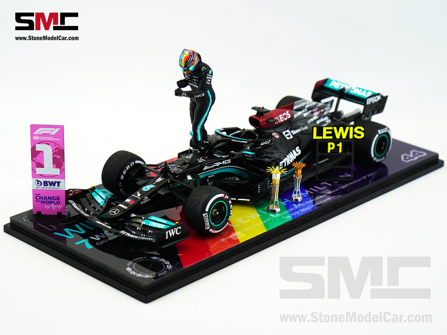 Mercedes AMG F1 W12 #44 Lewis Hamilton Saudi Arabian GP 2021 Winner 1:18 Spark Figure Edition