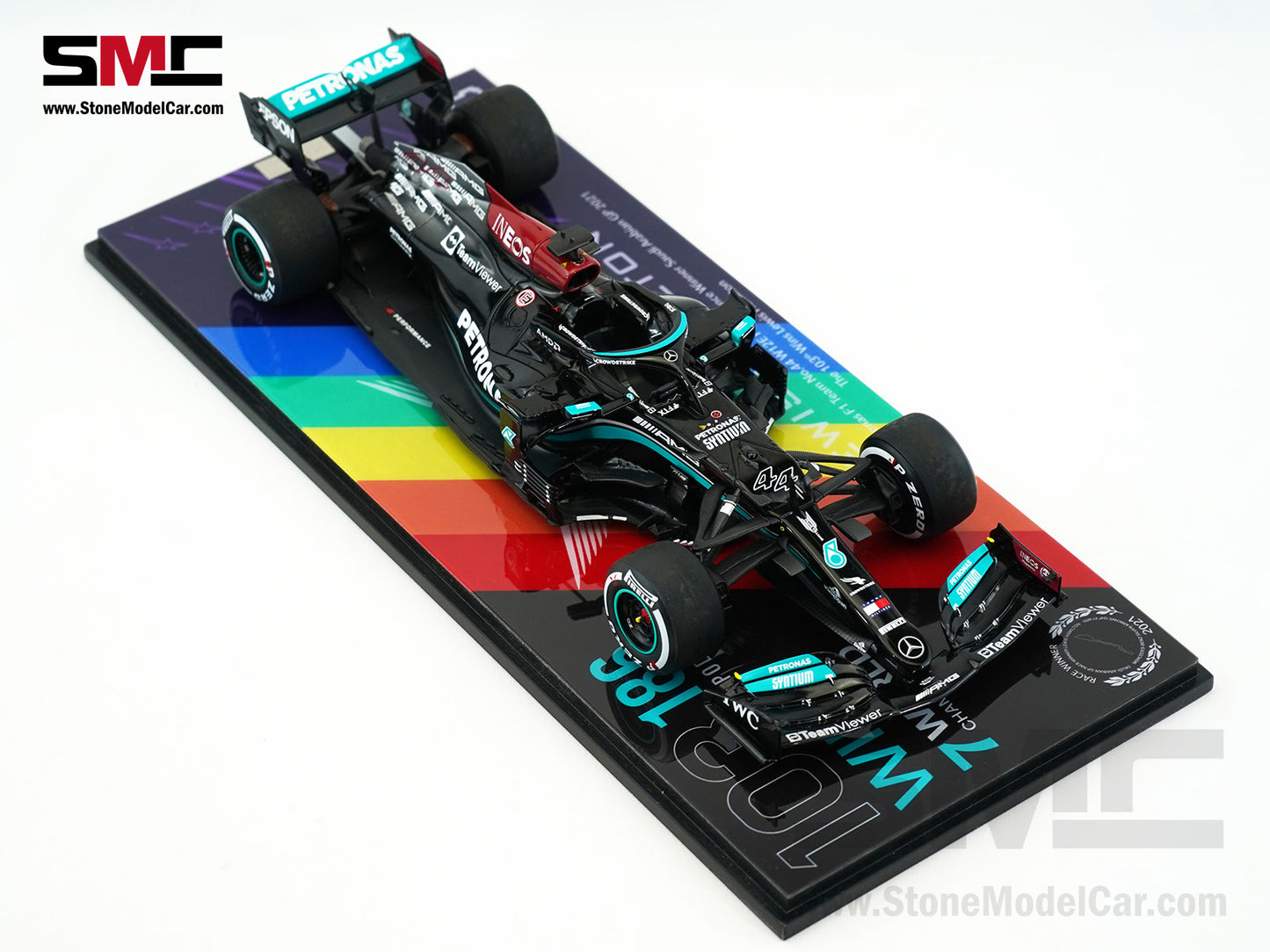 Mercedes AMG F1 W12 #44 Lewis Hamilton Saudi Arabian GP 2021 Winner 1:18 Spark Figure Edition