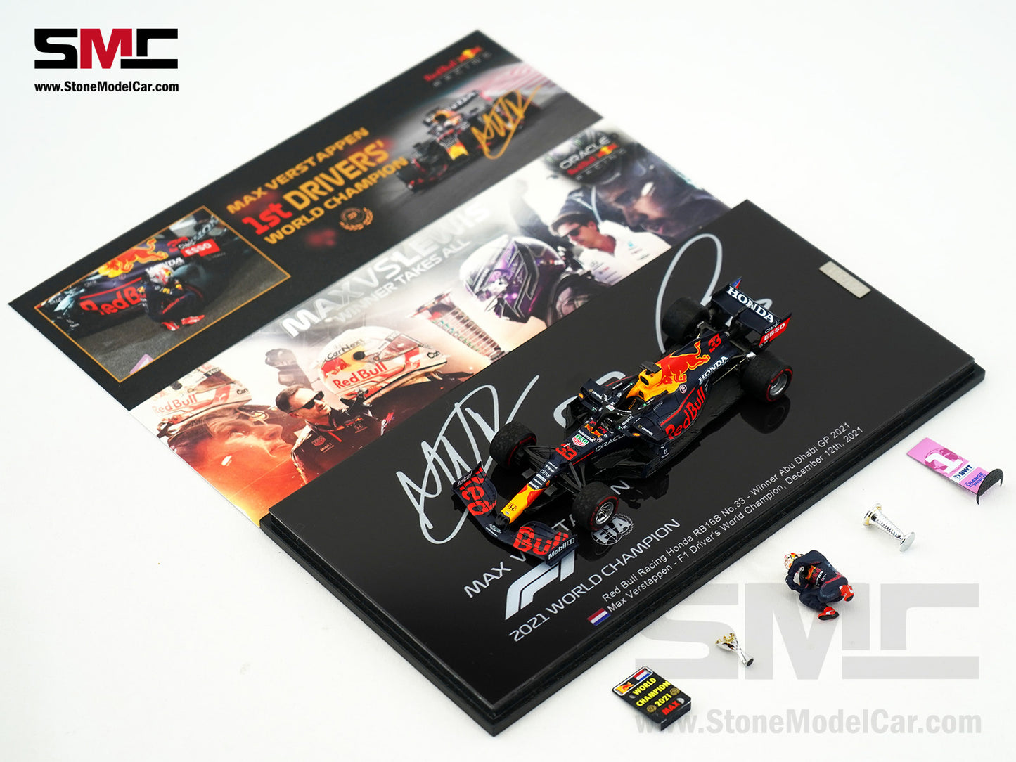 Red Bull RB16B #33 Max Verstappen Abu Dhabi GP Winner 2021 F1 World Champion 1:43 Spark Figure
