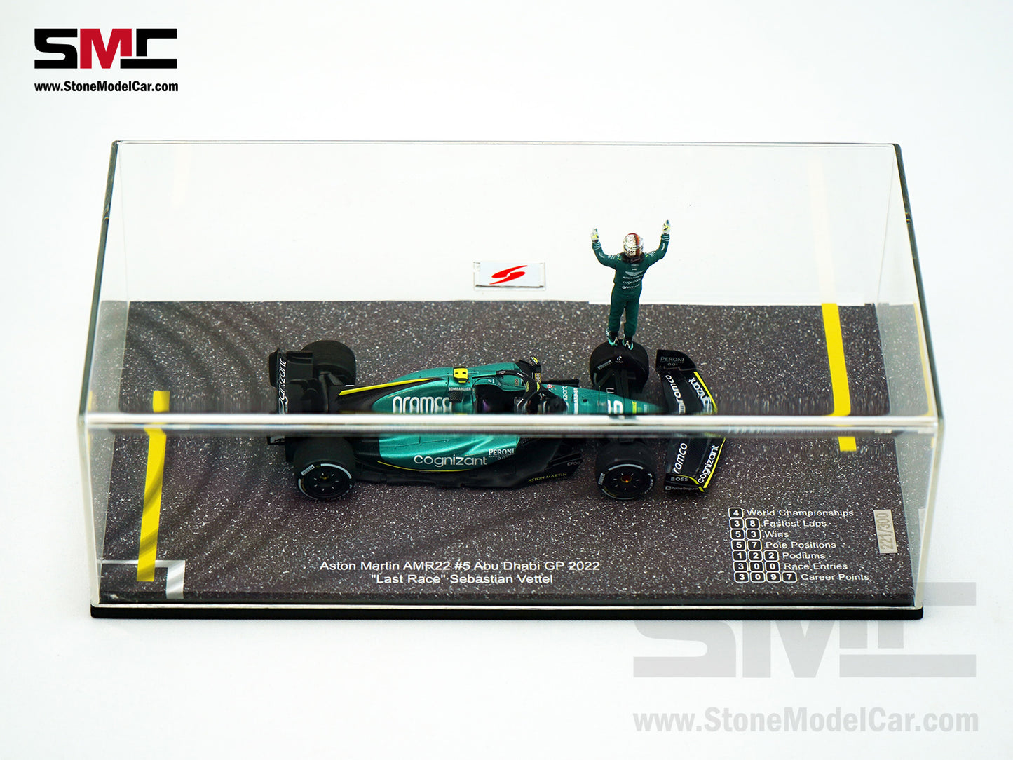 Aston Martin F1 AMR22 #5 Sebastian Vettel Abu Dhabi GP Last Race 2022 1:43 Spark with Figure