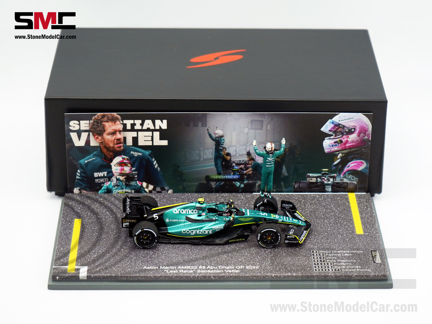 Aston Martin F1 AMR22 #5 Sebastian Vettel Abu Dhabi GP Last Race 2022 1:43 Spark with Figure