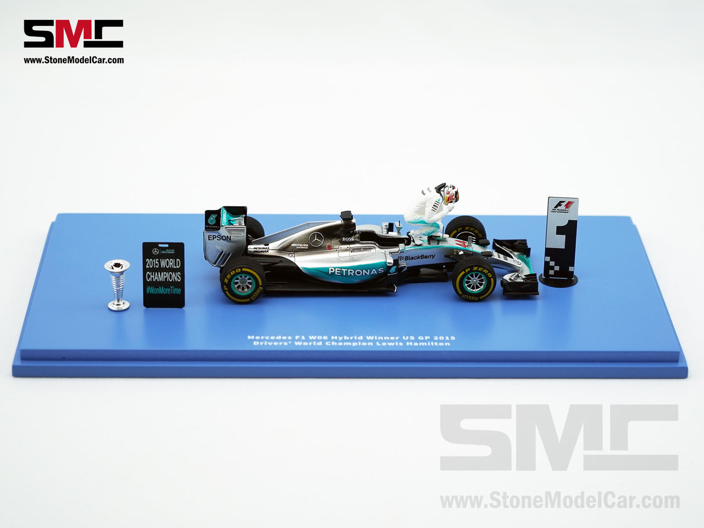 2015 3x World Champion Mercedes F1 W06 #44 Lewis Hamilton US GP 1:43 Spark Special Figure Edition