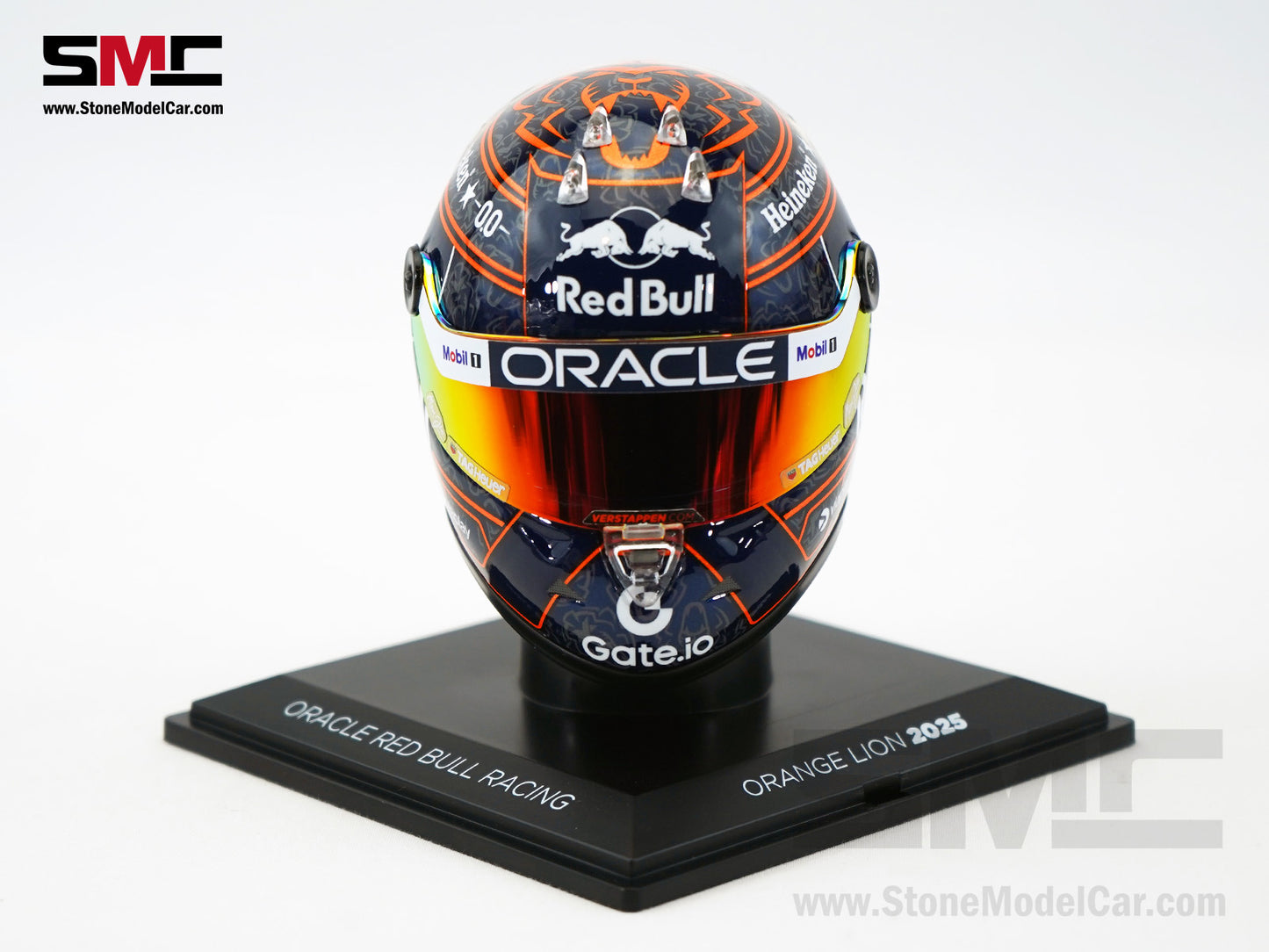 Red Bull F1 RB21 #1 Max Verstappen Orange Lion 2025 Special Livery Schuberth 1:4 Miniature Helmet