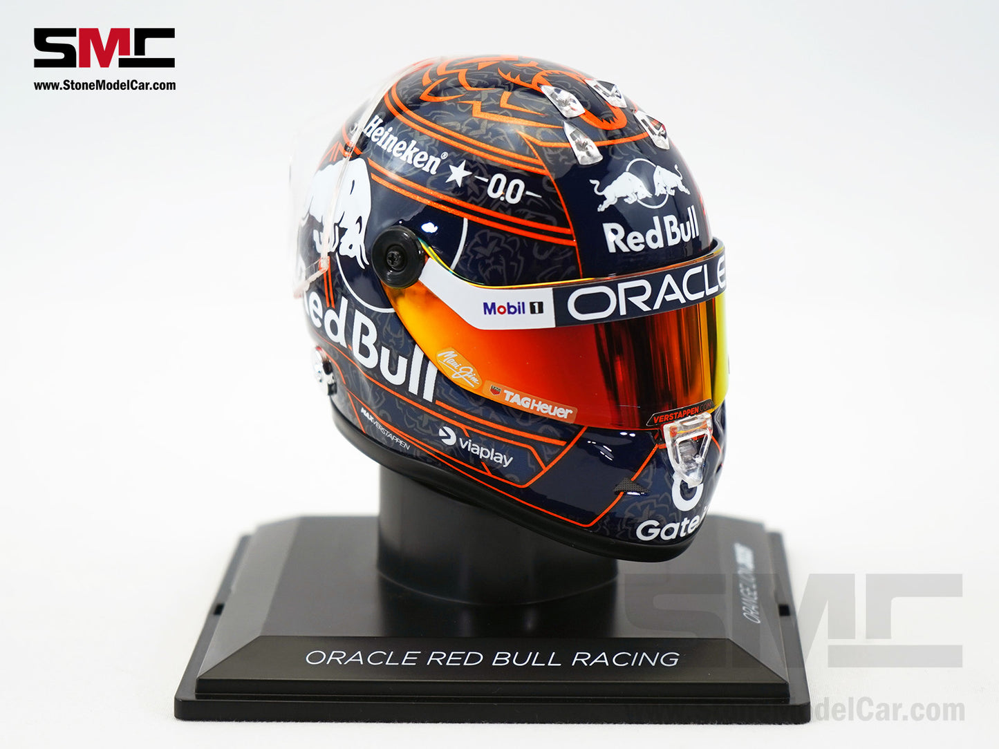 Red Bull F1 RB21 #1 Max Verstappen Orange Lion 2025 Special Livery Schuberth 1:4 Miniature Helmet