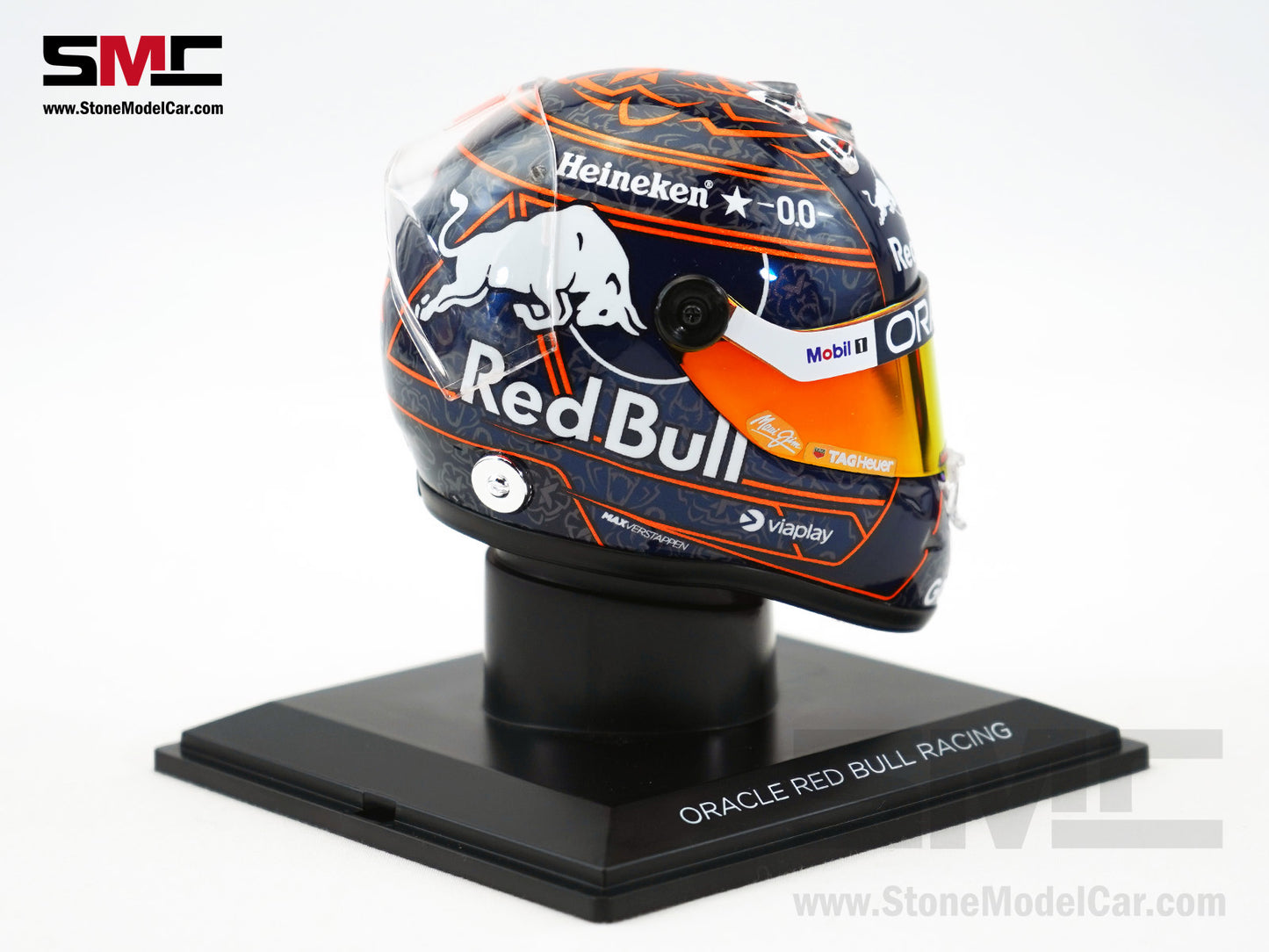 Red Bull F1 RB21 #1 Max Verstappen Orange Lion 2025 Special Livery Schuberth 1:4 Miniature Helmet