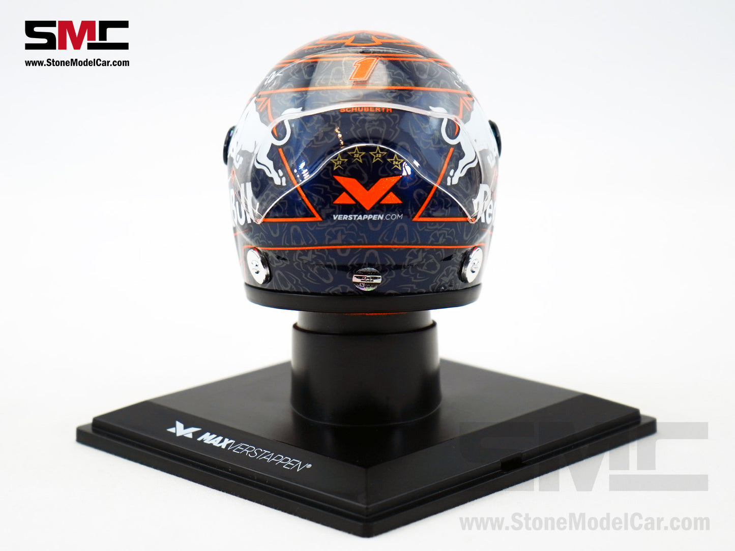 Red Bull F1 RB21 #1 Max Verstappen Orange Lion 2025 Special Livery Schuberth 1:4 Miniature Helmet